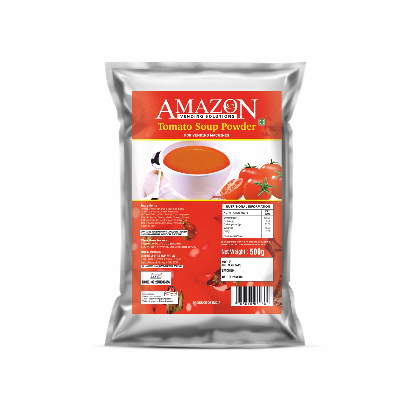 Amazon Instant Regular Tomato Soup Premix Powder 500 Grams for Vending Machine