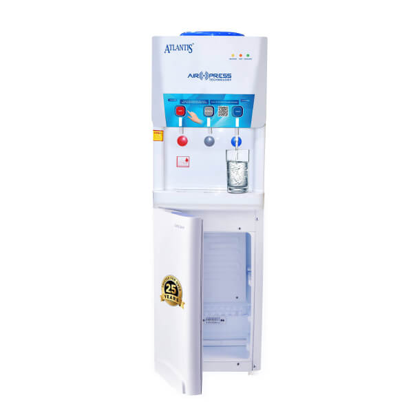 Atlantis Air Press Touchless Hot Normal and Cold Floor Standing Water Dispenser with Cooling Cabinet fridge